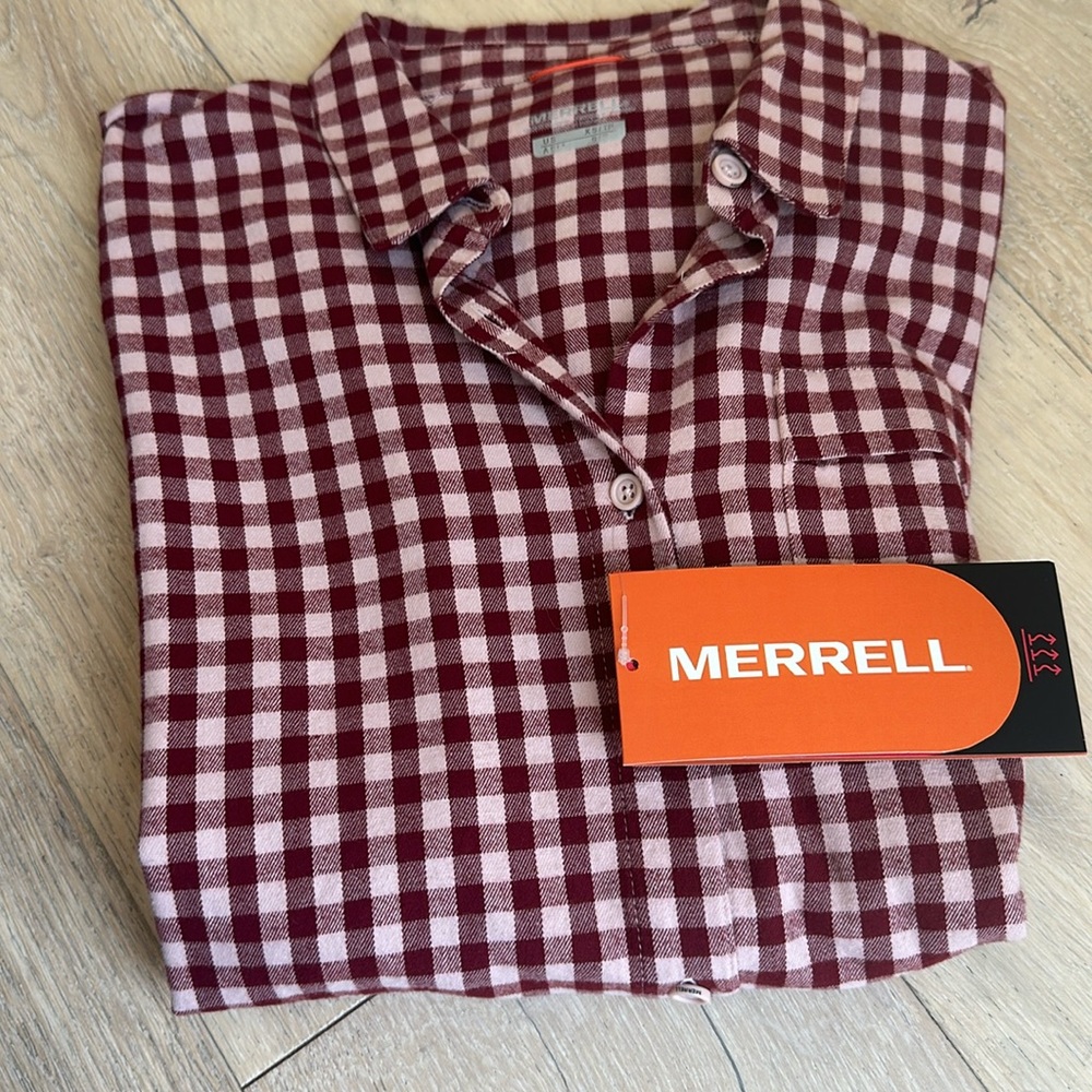 Merrell long sleeve berry flannel